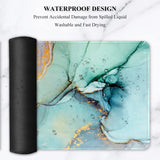 Extended Mouse Pad, XXL Gaming Mouse Pads, Large Big Mousepad Laptop Computer Keyboard Mat Desk Pad with Non-Slip Base Stitched Edge for Gaming Office, 35.5 X 15.7 Inch, Green Marble