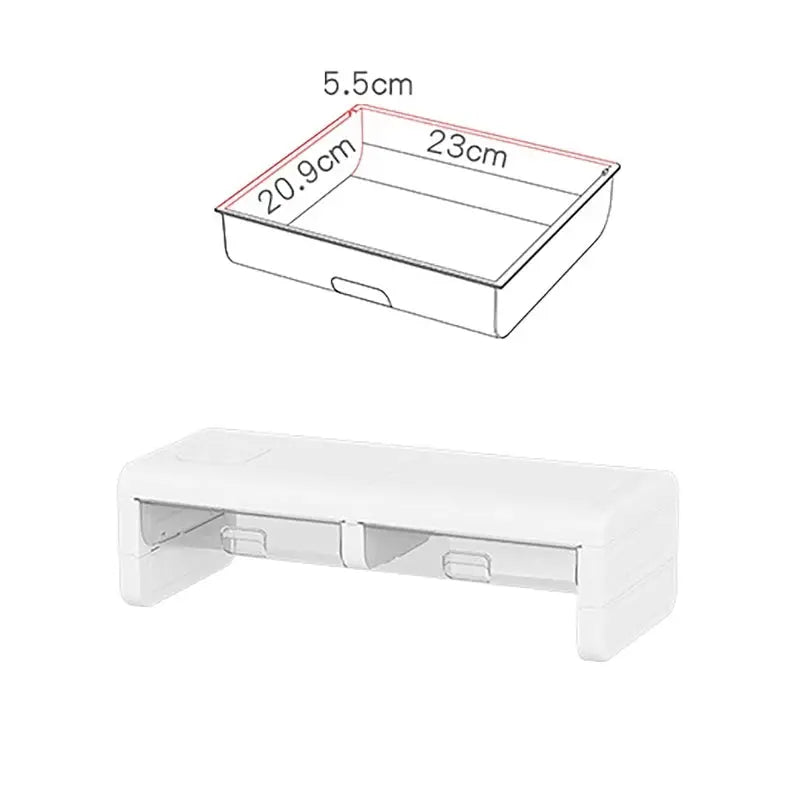 Desktop Computer Monitor Stand Raiser Multi-Function Storage Shelf 2 Drawer PC Computer Laptop Holder Heightening Bracket