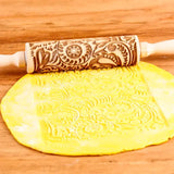 1Pc 13.7In Wooden Christmas Embossed Rolling Pin for Pastry Baking Tools,Santa Claus Elk Boots Deep Engraving Cookies Stamp Tool