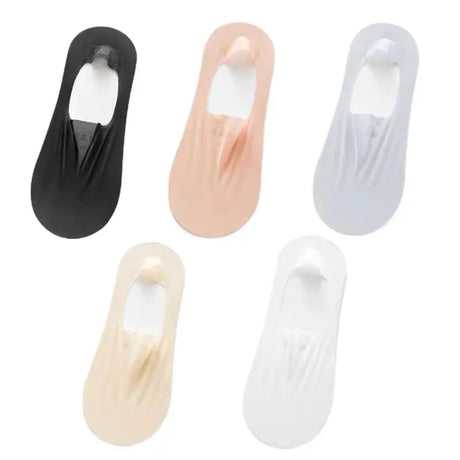 5Pairs Women Invisible Boat Socks Breathable Silicone Non-Slip Ultra-Thin Sock Slippers High Quality Elastic Ice Silk Low Sox