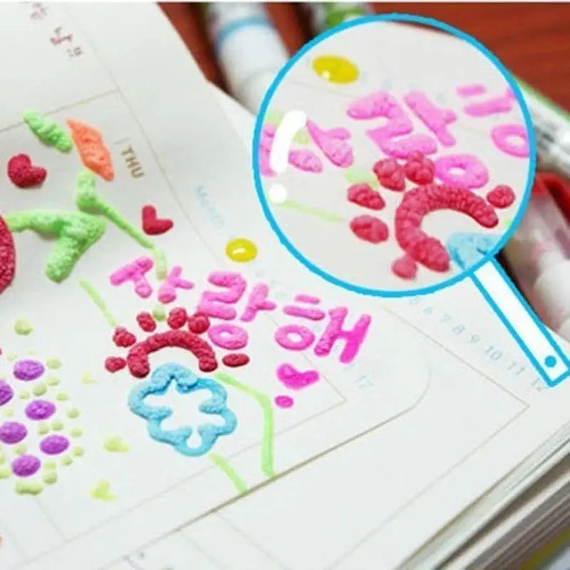 3D Magic Popcorn Pens Puffy Paint Bubble Pen for Greeting Birthday Cards Kids Children 3D Art Pens Kids Gifts School Stationery