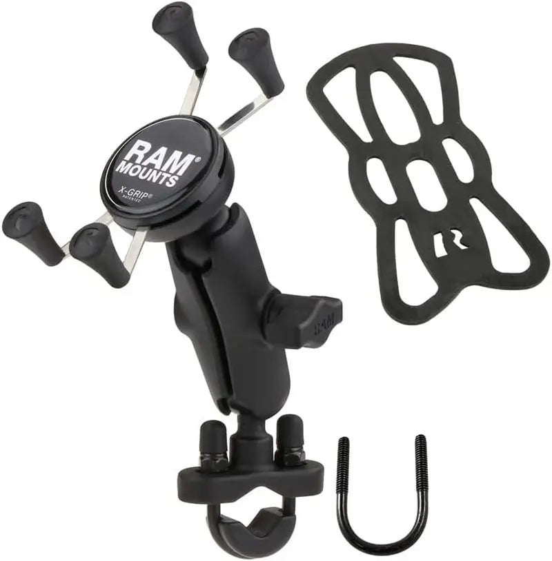 X-Grip Phone Mount with Handlebar U-Bolt Base RAM-B-149Z-UN7U , Medium Arm for Motorcycle, ATV/UTV, Bike