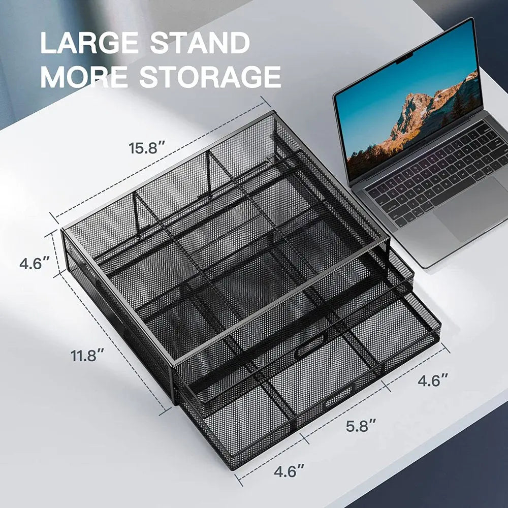 Monitor Riser Stand with Drawer Mesh Metal Desk Organizer for PC, Laptop, Hold up to 33Lbs
