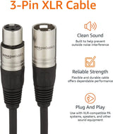 XLR Microphone Cable for Speaker or PA System, All Copper Conductors, 6MM PVC Jacket, 10 Foot, Black
