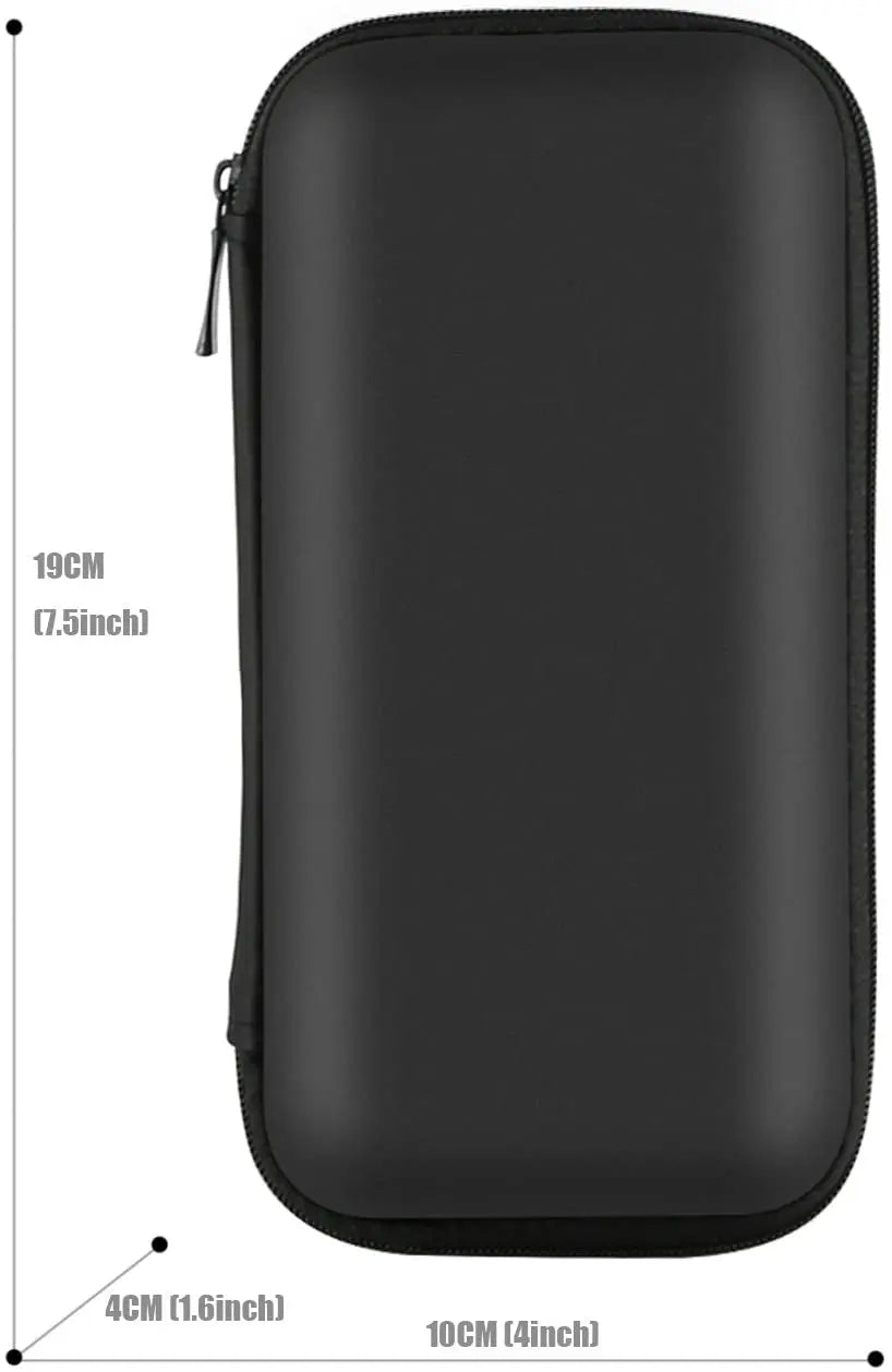 Shockproof Carrying Case Hard Protective EVA Case Impact Resistant Travel 12000Mah Bank Pouch Bag USB Cable Organizer Earbuds Sleeve Pocket Accessory Smooth Coating Zipper Wallet Black