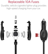 3-Socket 200W 12V/24V DC Cigarette Lighter Power Adapter with 6A 4-Port Car USB Splitter Charger,Samsung Galaxy S9
