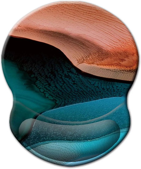 Mouse Pad, Ergonomic Mouse Pad with Gel Wrist Rest Support, Gaming Mouse Pad with Lycra Cloth, Non-Slip PU Base for Computer, Laptop, Home, Office & Travel, Abstract Marbling