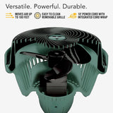 293HD Heavy Duty Air Circulator Shop, 3-Speed Floor Fan, Adjustable Head, Easy-Clean Grill, Large, Green, 16 In