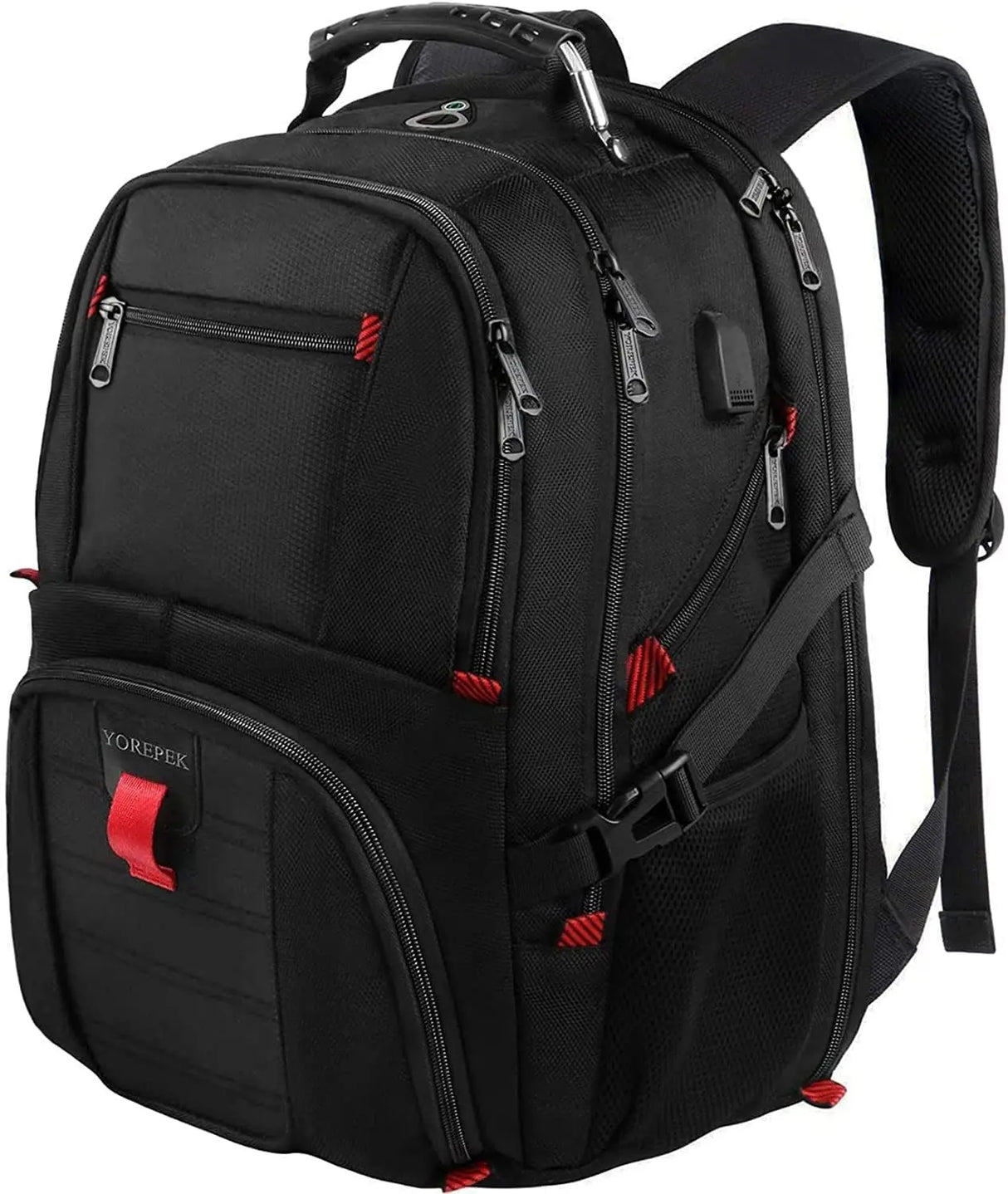 Travel Backpack, Extra Large 50L Laptop Backpacks for Men Women, Water Resistant College Backpacks Airline Approved Business Work Bag with USB Charging Port Fits 17 Inch Computer, Black