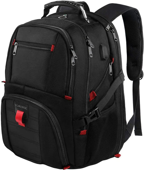 Travel Backpack, Extra Large 50L Laptop Backpacks for Men Women, Water Resistant College Backpacks Airline Approved Business Work Bag with USB Charging Port Fits 17 Inch Computer, Black