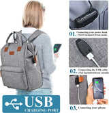 Laptop Backpack for Women Men, Personal Item Travel Bag for 15.6 Inch Computer with USB Charging Port Water Resistant College Nurse Backpack Bag Carry on Bookbag for Work/Business,Gray