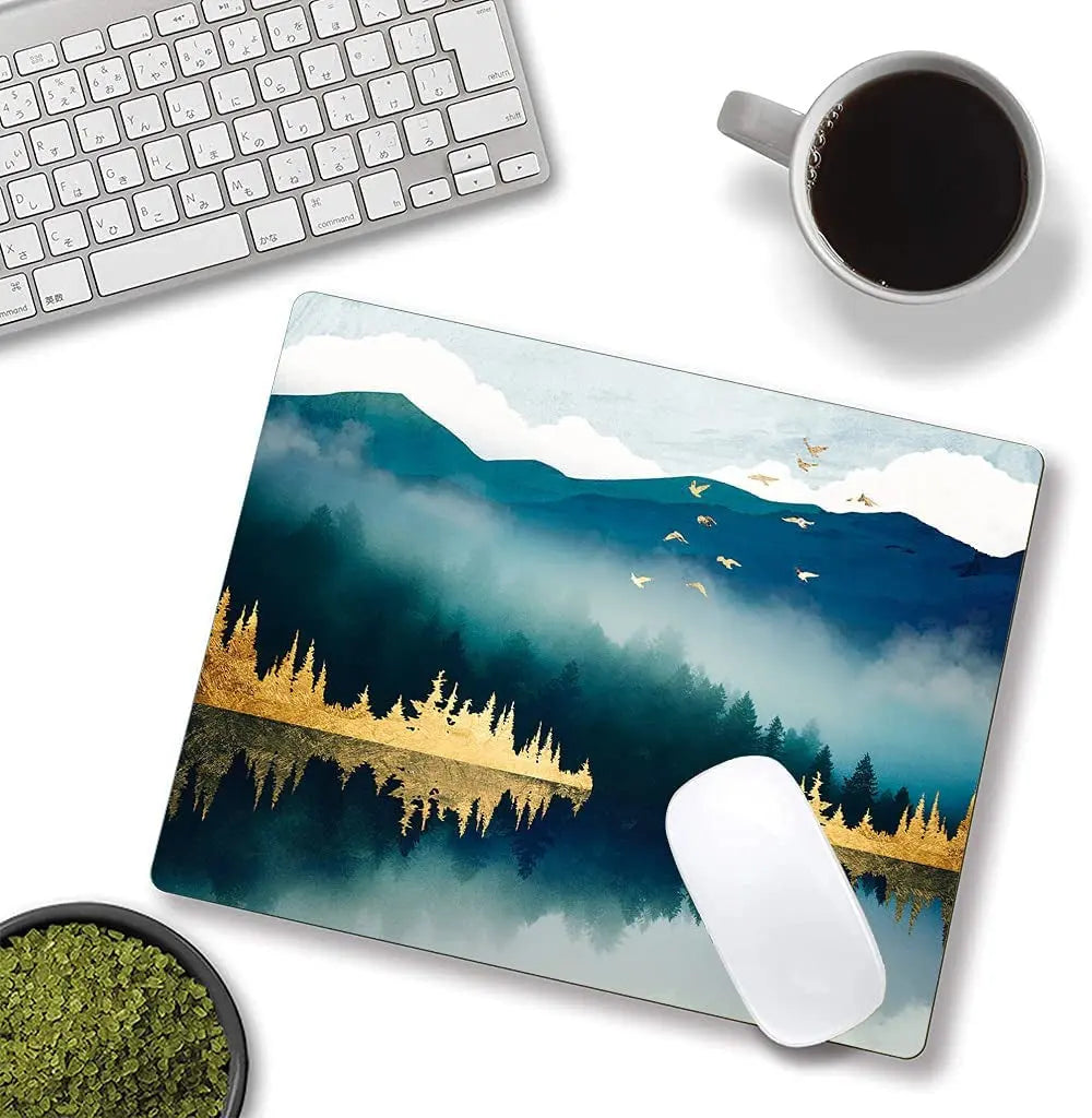 Mountains Mouse Pad, Landscape Mouse Pad, Mouse Mat Square Waterproof Mouse Pad Non Slip Rubber Base Mousepads for Office Laptop, 9.5"X7.9"X0.12" Inch