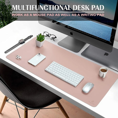 Waterproof Leather Desk Mat for Desktop, Keyboard and Mouse - Pink, 31.5" X 15.7"