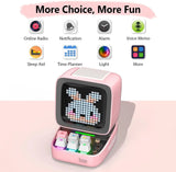 Ditoo Retro Pixel Art Game Bluetooth Speaker with 16X16 LED App Controlled Front Screen (Pink)