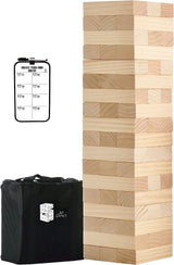 Large Tower Outdoor Games Wood Stacking Games Includes Scoresheet and Carry Bag - 54 Blocks