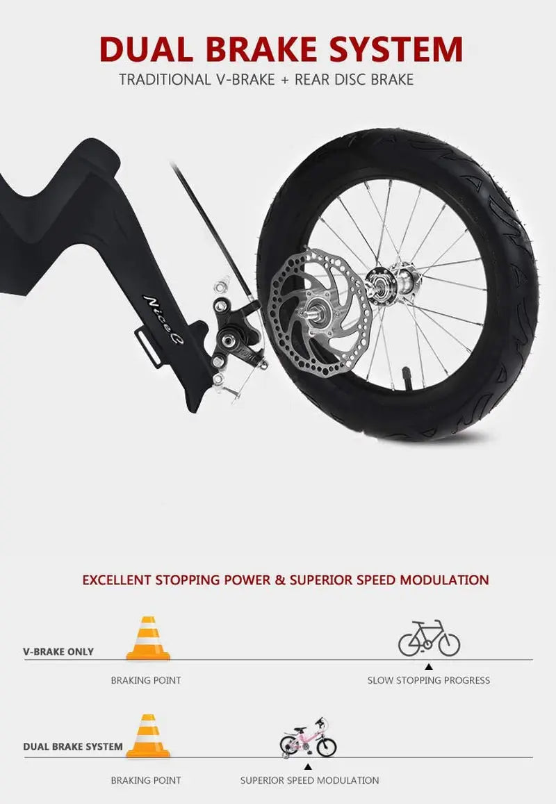 Training Wheel Bike, Kids Bike Boys Girls, BMX Mountain with Dual Disc Brake 12-14-16-18 Inch