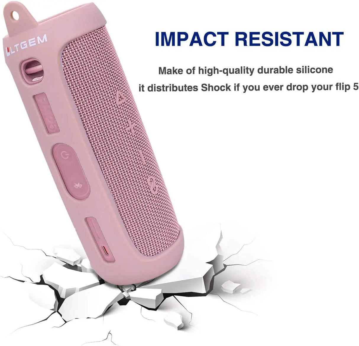 Silicone Carrying Travel Case for JBL FLIP 5 Waterproof Portable Bluetooth Speaker with Extra Carabiner - Pink