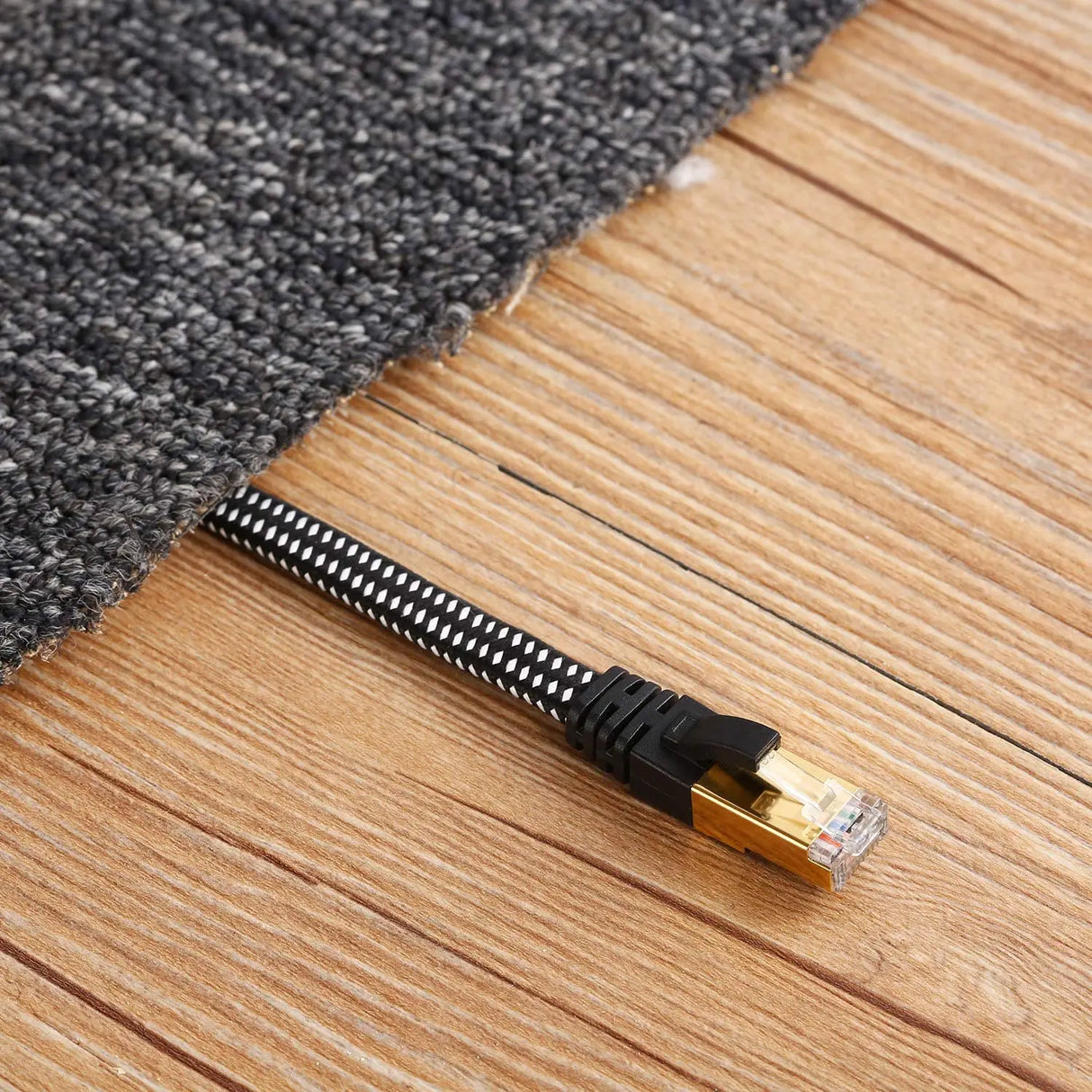 Cat 8 Ethernet Cable,  Nylon Braided 50Ft CAT8 High Speed Professional Gold Plated Plug STP Wires CAT 8 RJ45 Ethernet Cable (Black 50Ft)