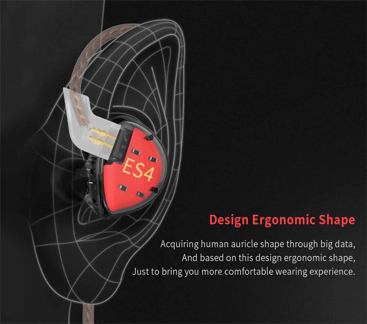 ES4 Wired Earbuds Extra Bass High Fidelity in Ear Monitor Earbuds 1Dd 1Ba Drivers Hybrid Technology IEM Earphones Wired  Headphones for Gaming Video Music (Black with Mic)
