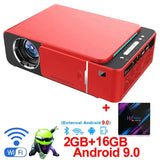WZATCO T6 Android 9.0 WIFI Support HD Video Portable LED Projector Home Theater Mobile Beamer for Smartphone Proyector