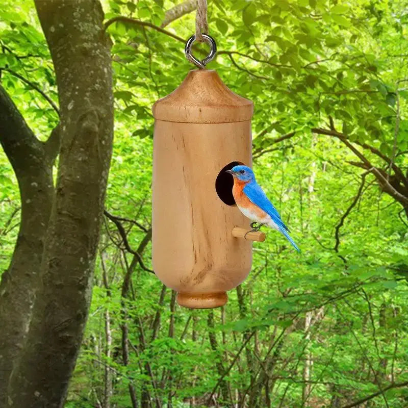 Wooden Hummingbird House Wild Bird Tree Hanging Feeder for Outdoor Garden Yard Decoration Swallow Sparrow Nesting Supplies
