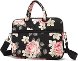 Black Rose Patten Water-Resistant Laptop Shoulder Messenger Bag Case Sleeve for 15 Inch 15.6 Inch Laptop,Laptop Briefcase