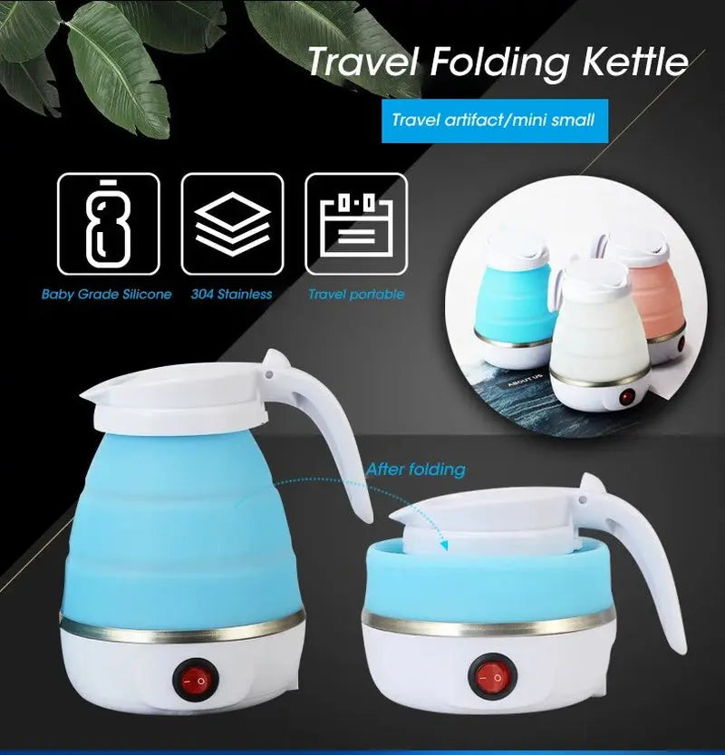 0.6L Mini Folding Kettle Portable Water Heater 600W Silicone Compression Electric Kettle Home Kettle Easy to Travel With