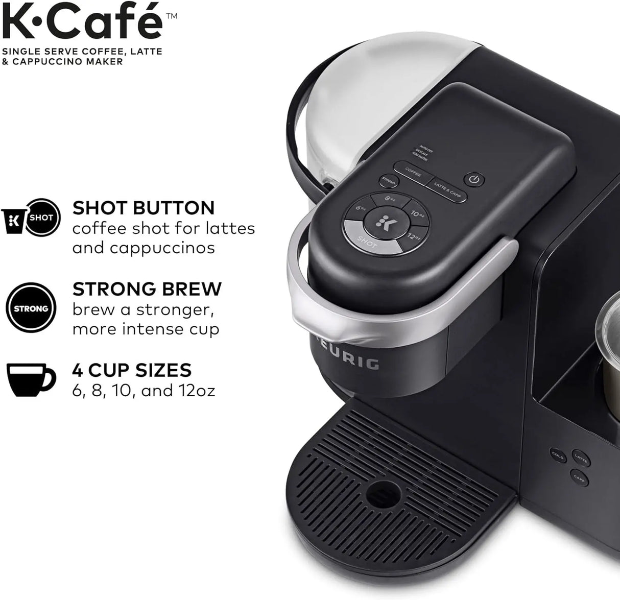 K-Cafe Single Serve K-Cup Coffee, Latte and Cappuccino Maker, Dark Charcoal