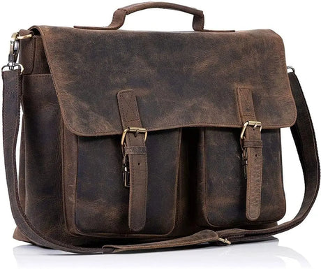 16 Inch Leather Briefcase Laptop Messenger Bags for Men and Women Best Office School College Satchel Bag