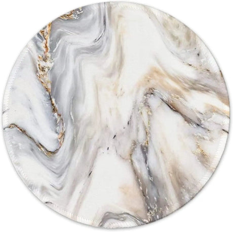 Mouse Pad,Anti Slip Rubber round Mousepads Desktop Notebook Mouse Mat with Stitched Edge for Working and Gaming (Marble Grey B)