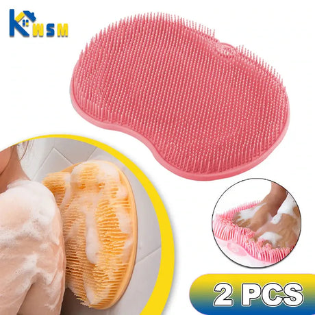2 PCS Exfoliating Shower Massage Scraper Back Massage Brush Silicone Foot Scrubber Suction Cup Non-Slip Bath Mat Body Cleansing