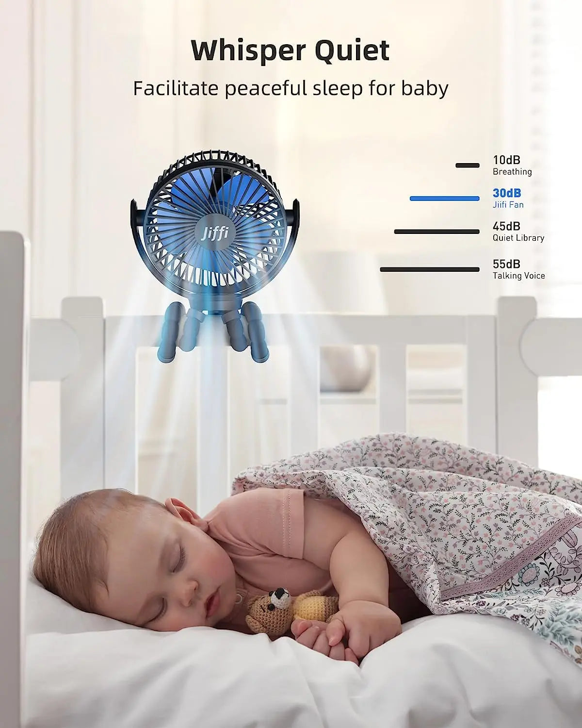 5000Mah Portable Battery Operated Fan, Baby Stroller Fan Flexible Tripod Small Clip on Fan for Bike & Treadmill,Usb Rechargeable and Handheld Cooling Fan for Travel, Car Seat, Golf Cart, Bed