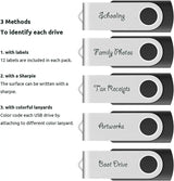 10-Pack  16GB USB 2.0 Flash Memory Stick Swivel Thumb Drives for Universal Data Storage at Home & the Office (Black)