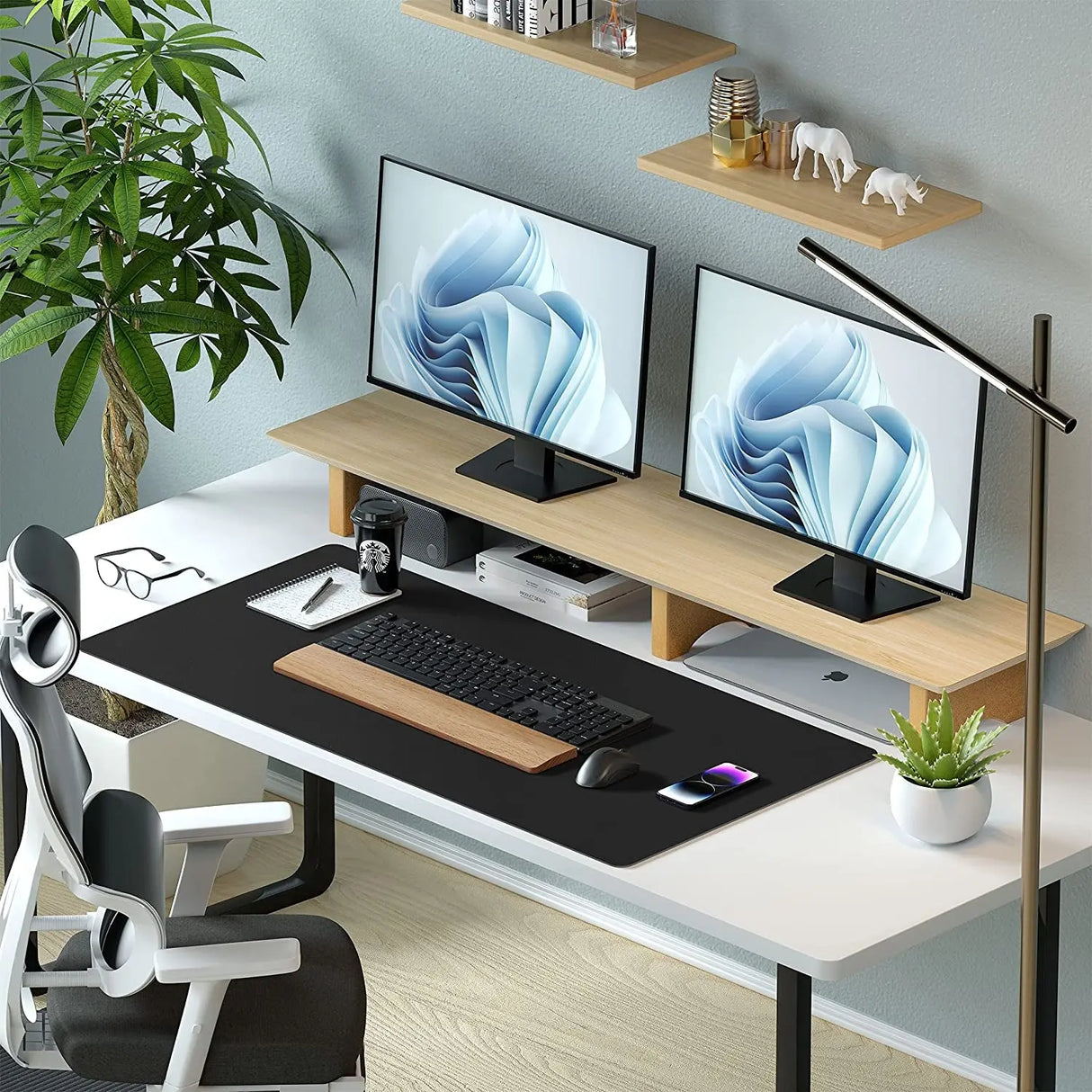 Leather Desk Pad Protector,Mouse Pad,Office Desk Mat, Non-Slip PU Leather Desk Blotter,Laptop Desk Pad,Waterproof Desk Writing Pad for Office and Home (Black,31.5" X 15.7")