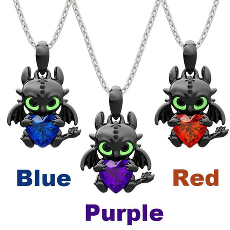 Hot-Selling Demon Dragon Cartoon Necklace Crystal Glass Alloy Pendant Anime Character Souvenir Gift