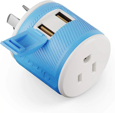 Australia, New Zealand, China Travel Plug Adapter with Dual USB - Type I (U2U-16), Will Work with Cell Phones, Camera, Laptop, Tablets, Ipad, Iphone and More