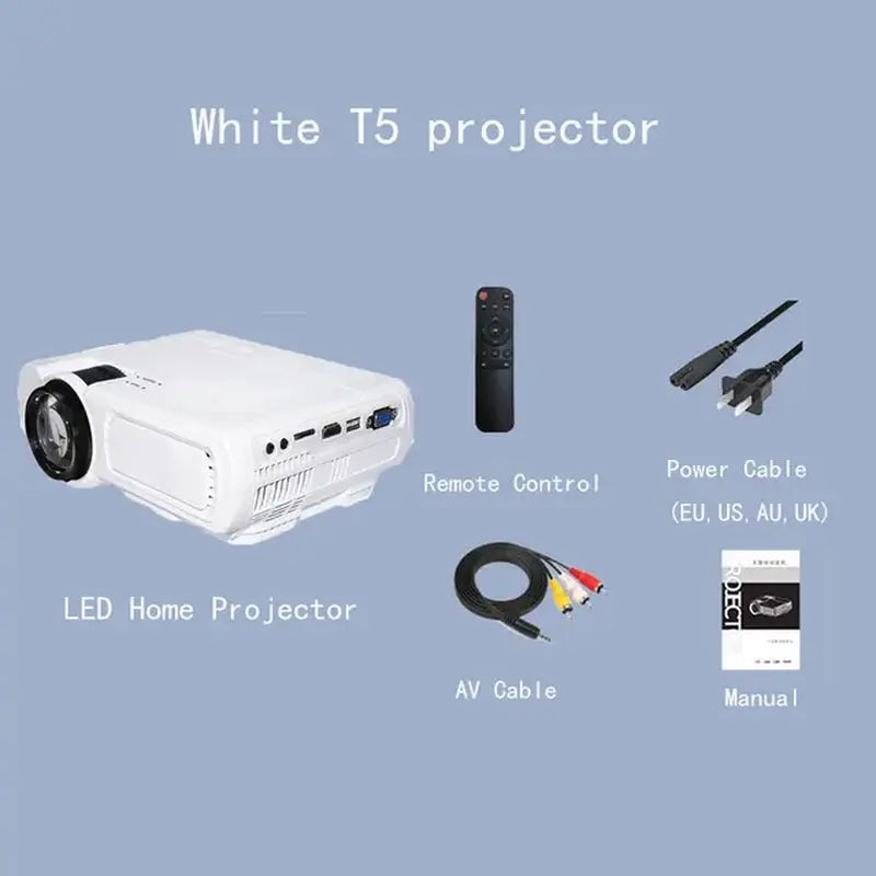LED Mini Projector T5 Video Beamer for Home Cinema Media Player Wireless Sync Display for Iphone Android Phone Proyector