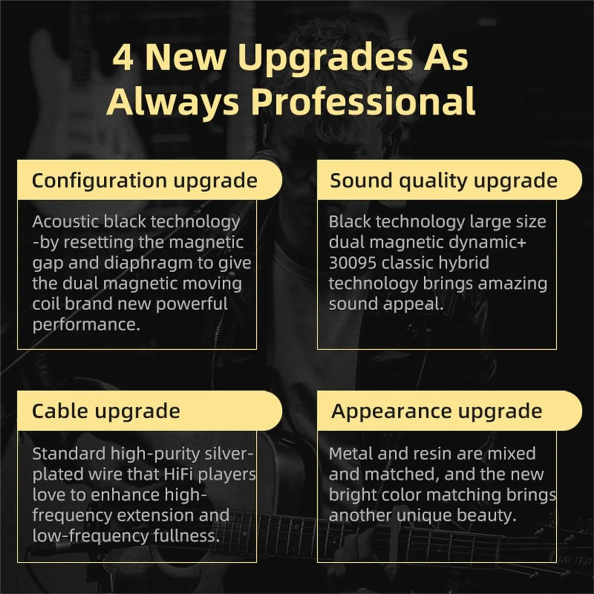 KZ ZSN Pro X IEM in Ear Monitors, Hifi KZ Wired Earbuds Headphones with Hybrid Dual Driver 1Ba 1Dd High Fidelity Musicians In-Ear Earphones Detachable Tangle-Free Cable for Gaming (Without Mic)