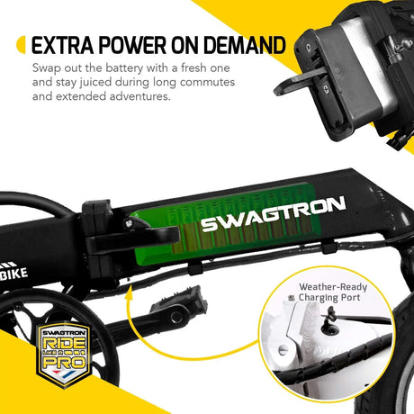 Swagcycle EB-5 Lightweight Aluminum Folding Electric Bike with Pedals