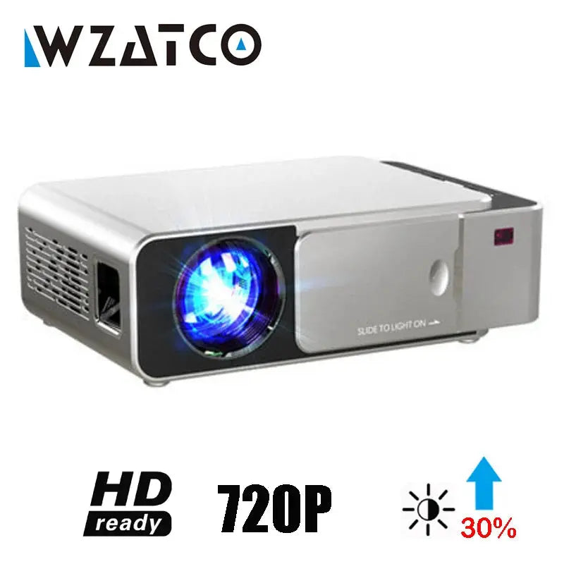 WZATCO T6 Android 9.0 WIFI Support HD Video Portable LED Projector Home Theater Mobile Beamer for Smartphone Proyector