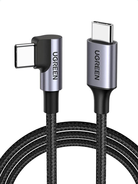 USB C Cable 60W 2-Pack Right Angle USB C to USB C 90 Degree Cable for Iphone 15/15 Plus/15 Pro/15 Pro Max/Macbook Air Pro/Ipad Pro Air Mini/Samsung Galaxy S23/S22/Z Fold/Z Flip Etc. 6.6FT