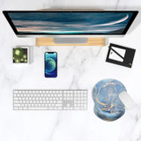 Mouse Pad, Ergonomic Mouse Pad with Gel Wrist Rest Support, Gaming Mouse Pad with Lycra Cloth, Non-Slip PU Base for Computer, Laptop, Home, Office & Travel, Blue Marble Texture