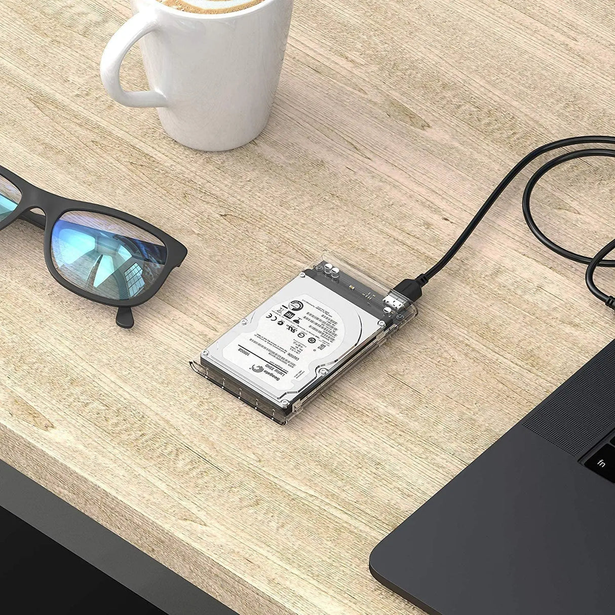 2.5 Inch SATA to USB 3.0 Tool Free Clear External Hard Drive Enclosure [Optimized for SSD, Supports UASP SATA III] (EC-OCUB)