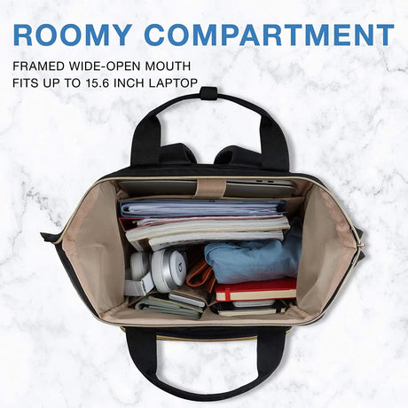 Laptop Backpack Purse for Women, 15.6 Inch Travel Laptop Backpacks, Black Teacher Backpack for College Work Business Trip (Black)