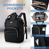 Laptop Backpack Purse for Women, 15.6 Inch Travel Laptop Backpacks, Black Teacher Backpack for College Work Business Trip (Black)