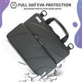 11-11.6 Inch Chromebook Case Protective Laptop Hard Cover Sleeve, Always-On Work in Case Pouch Handle Shoulder Strap (Black PU)