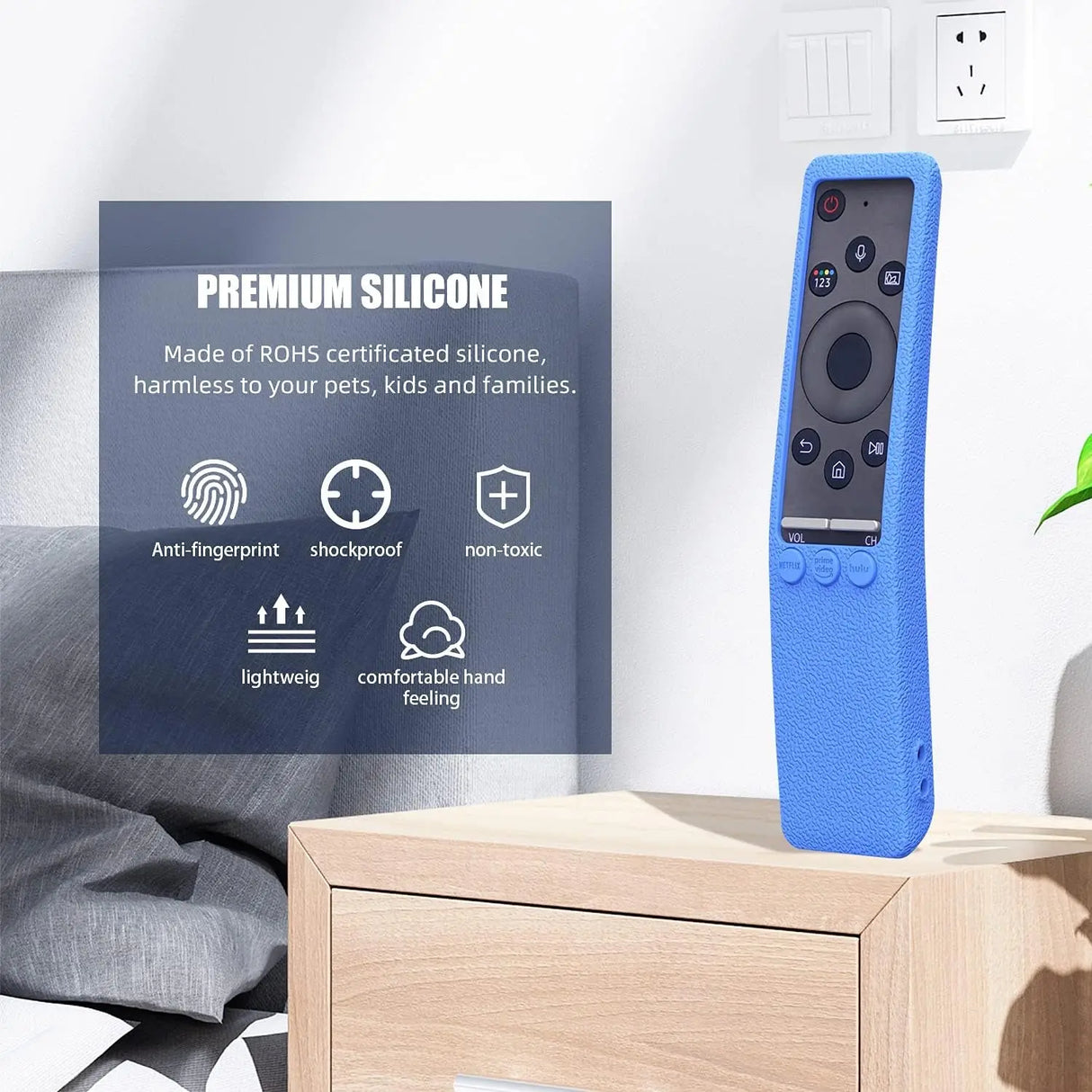 SIKAI Silicone Protective Case for Samsung BN59-01312A Smart TV Remote Shockproof Skin-Friendly Anti-Slip Battery Cover for Samsung QLED 8K TV Oneremote Anti-Lost with Remote Loop (B-Blue)