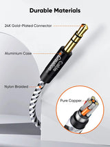 3.5Mm Headphone Extension Cable,  3.5Mm Male to Female Stereo Audio Cable for Phones, Headphones, Speakers, Tablets, Pcs, MP3 Players and More, (10Ft/3M)