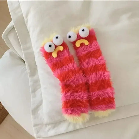 Winter Coral Velvet Socks Funny 3D Cartoon Girls Thickened Warm Socks Home Parent-Child Stockings Floor Sleeping Socks for Kids