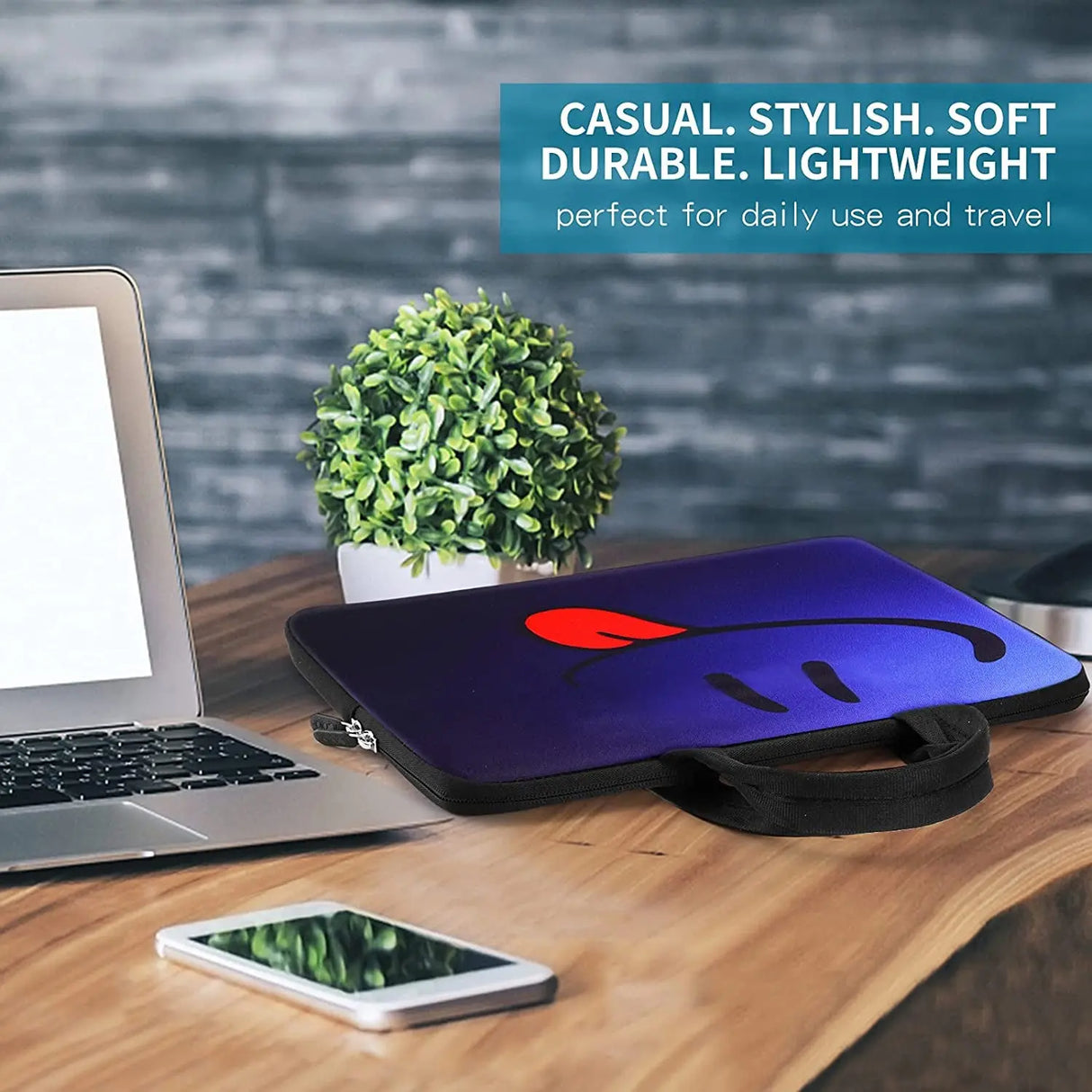 Smile 14 15 15.4 15.6 Inch Laptop Handle Bag Computer Protect Case Pouch Holder Notebook Sleeve Neoprene Cover Soft Carring Travel Case for Dell Lenovo Toshiba HP Chromebook ASUS Acer ICB-05
